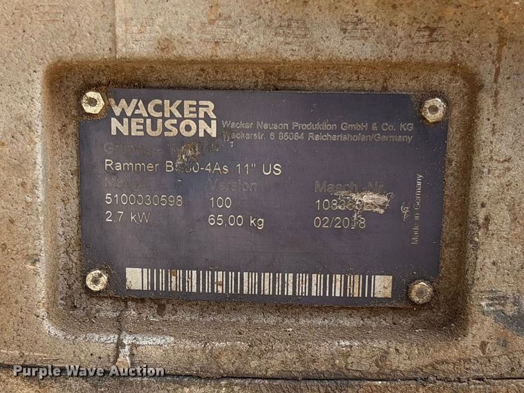 image for item FB3126 2018 Wacker Neuson BS50-4 plate compactor