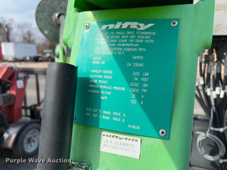 image for item FB3165 2015 Nifty TM34TG boom lift