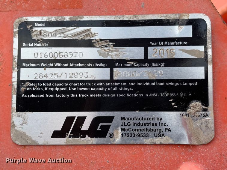 image for item FB3166 2015 JLG Sky Trak 8042 telehandler