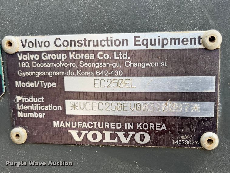 image for item FB3170 2015 Volvo EC250EL excavator