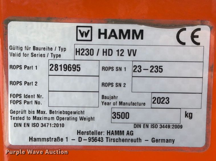 image for item FB7980 2023 Hamm HD12VV double drum vibratory roller