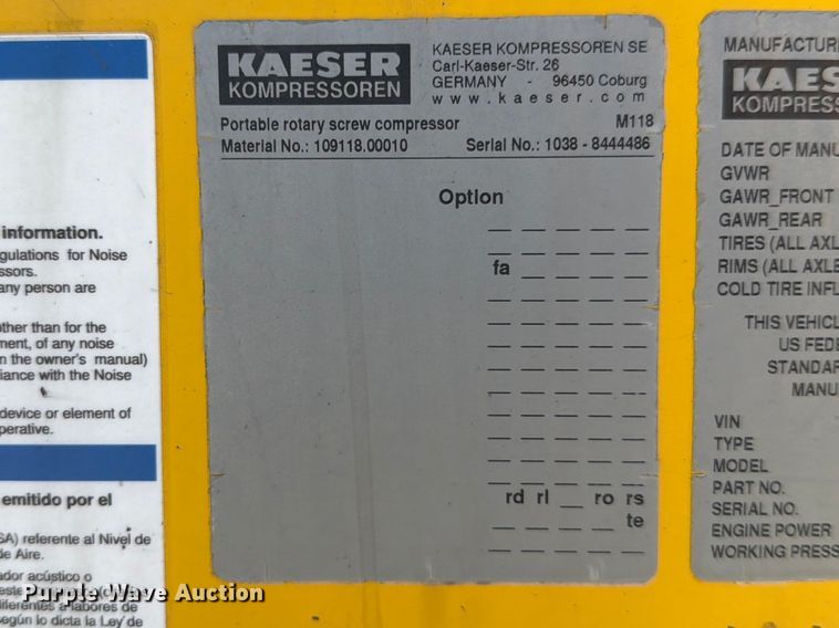 image for item FB7981 2022 Kaeser M118 air compressor