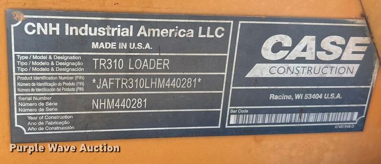 image for item FC5064 2017 Case TR310 tracked skid steer loader