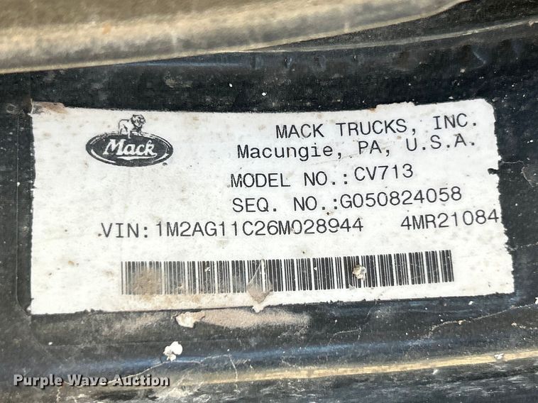 image for item FC5069 2006 Mack CV713 dump truck