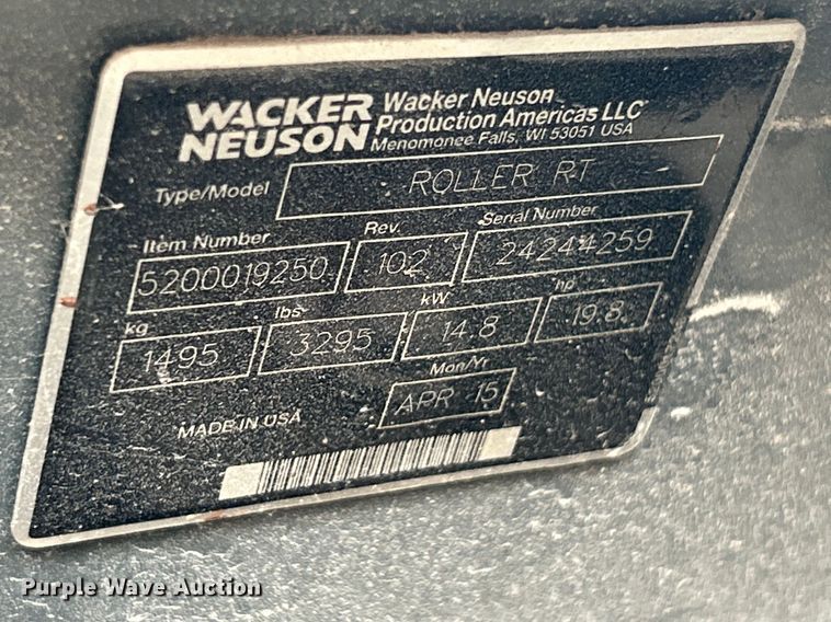 image for item FC5071 2015 Wacker Neuson RTSC3 trench compactor
