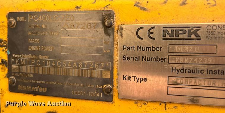 image for item FG0079 2006 Komatsu PC400LC-7E0 excavator