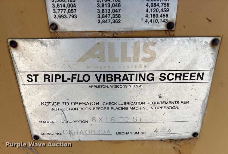 image for item FG0085 Allis Mineral Systems 6x16 TDST screening plant