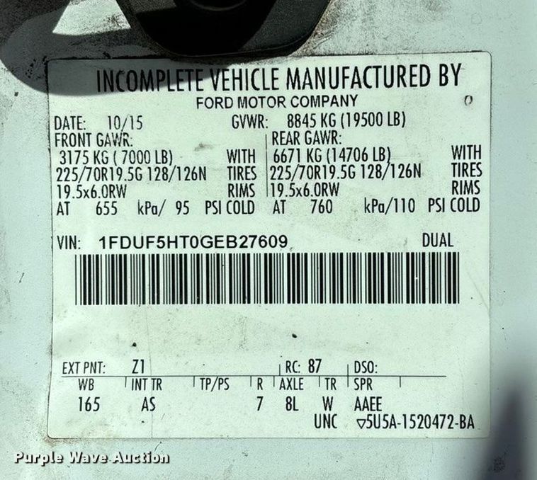 image for item FG0094 2016 Ford F550 bucket truck