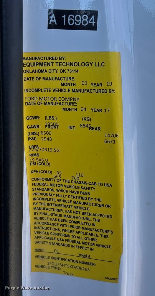 image for item FG0095 2019 Ford F550 bucket truck