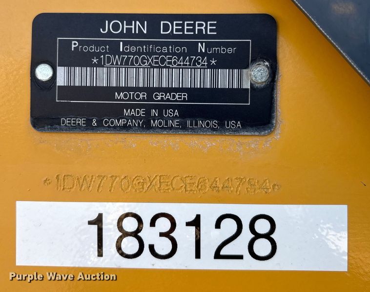 image for item FG2688 2012 John Deere 770G motor grader