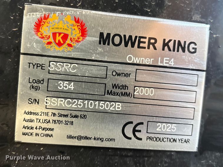 image for item FG2751 2025 Mower King SSRC skid steer rotary mower