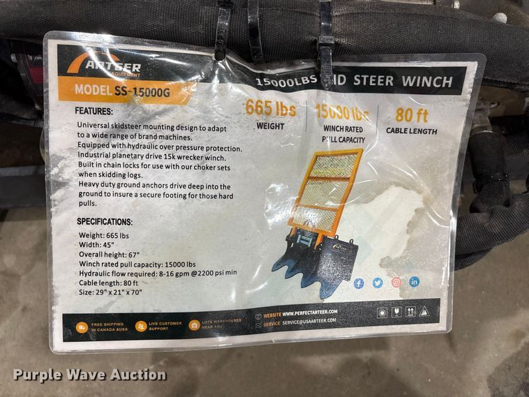 image for item FG2753 2025 Arteer SS-15000G skid steer winch