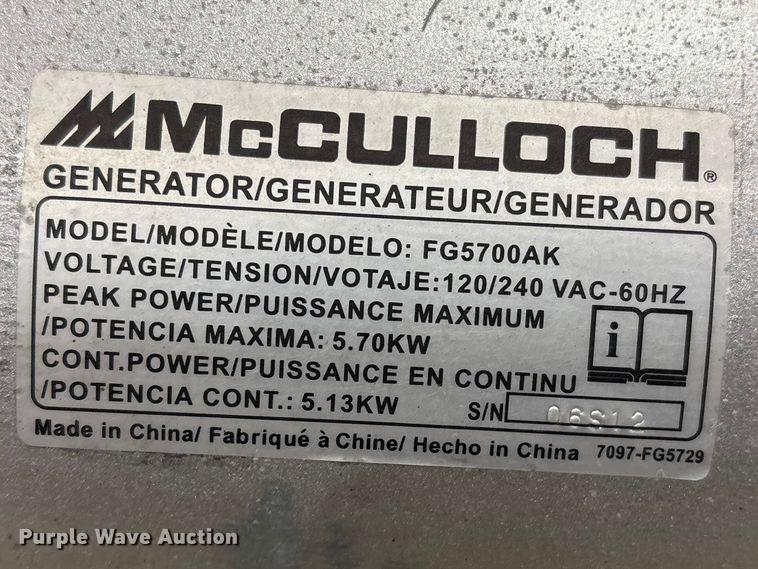 image for item FG2765 (2) McCullock generators