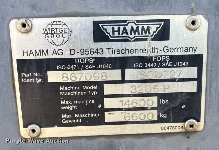 image for item FI0141 2007 Hamm 3205 P single drum vibratory roller