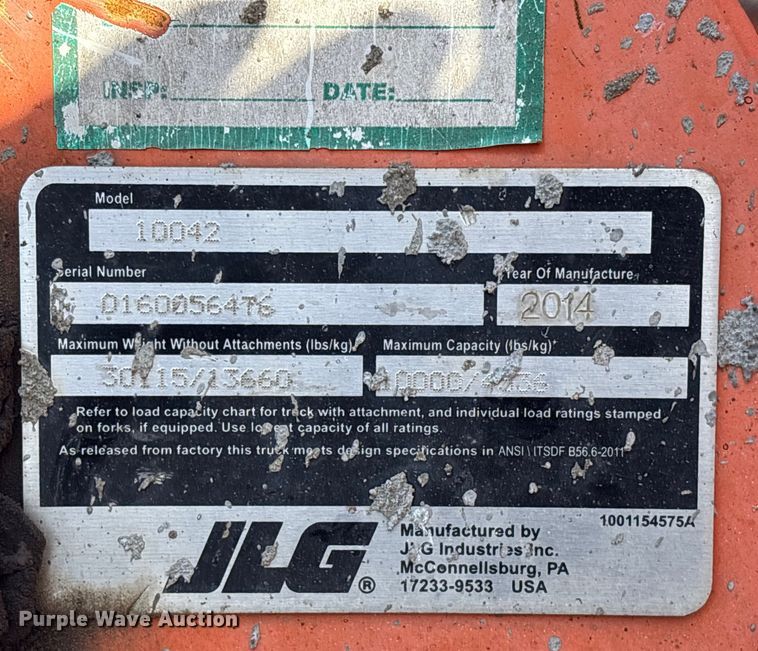 image for item FI0145 2014 JLG Skytrak 10042 telehandler