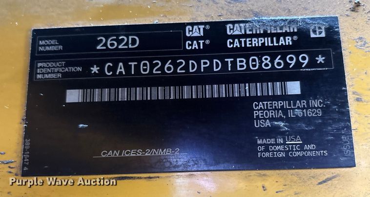image for item FK1180 2018 Caterpillar 262D skid steer loader