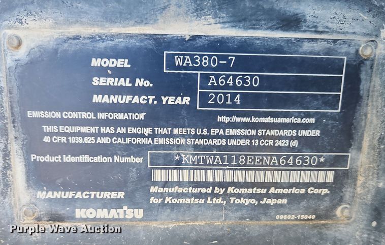 image for item FN5578 2015 Komatsu WA380-7 wheel loader