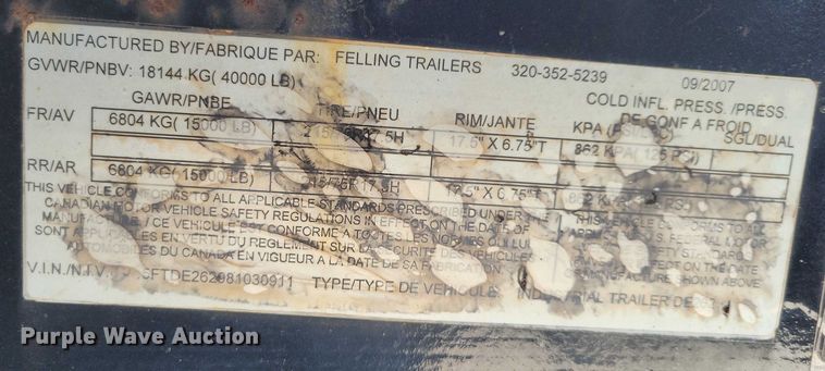 image for item NK9828 2008 Felling FT-30-2 equipment trailer