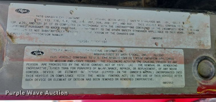 image for item YA1071 2001 Mack RD688 dump truck