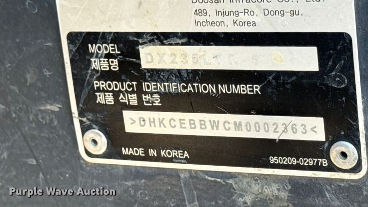 image for item YA1199 2021 Doosan DX235LCR-5 excavator