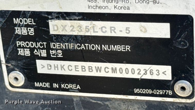 image for item YA1199 2021 Doosan DX235LCR-5 excavator