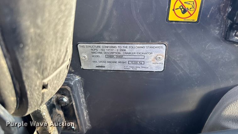 image for item YA1217 2021 Doosan DX85R-3 mini excavator