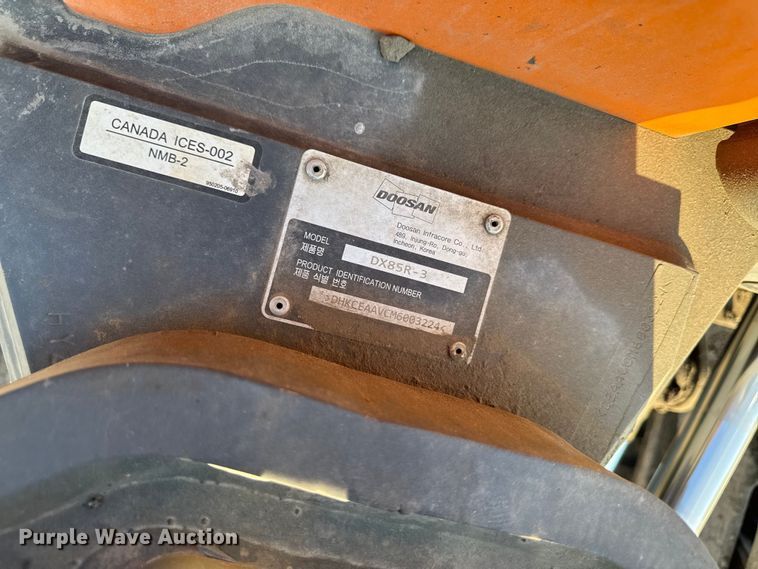 image for item YA1217 2021 Doosan DX85R-3 mini excavator