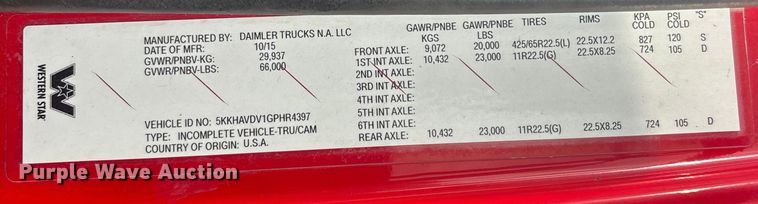 image for item YA1617 2016 Western Star 4700 ready mix truck