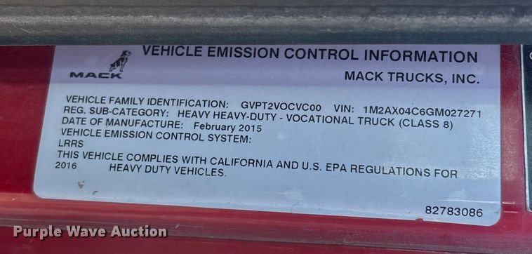 image for item YA1619 2016 Mack Granite GU713 ready mix truck