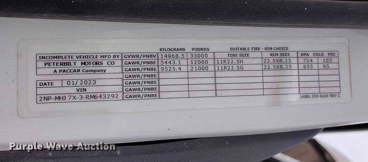 image for item YA1839 2024 Peterbilt 537  utility / service truck