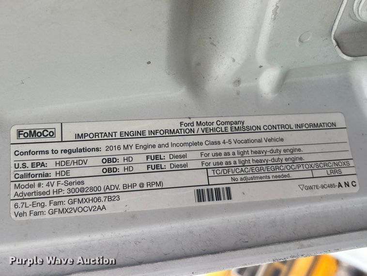 image for item YA2132 2016 Ford F550 Super Duty Crew Cab chipper truck