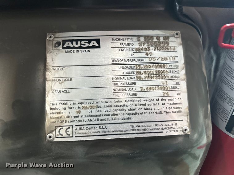 image for item YA2517 2018 Ausa C350H X4 forklift