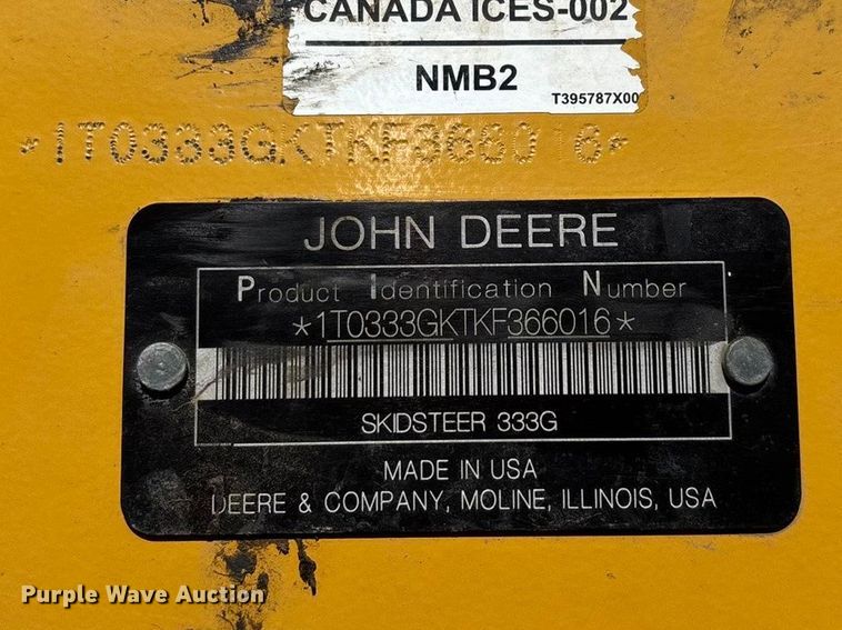 image for item YA2594 2020 John Deere 333G tracked skid steer loader