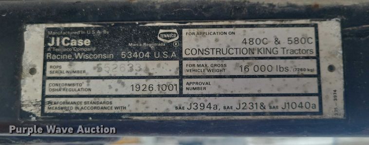 image for item YA2646 1977 Case 580C backhoe