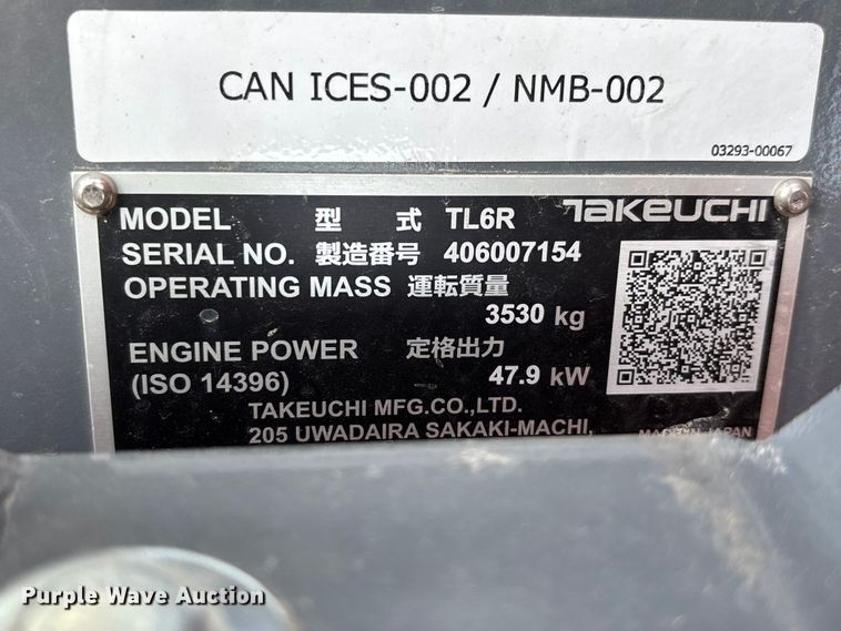 image for item YA2661 Takeuchi TL6R tracked skid steer loader