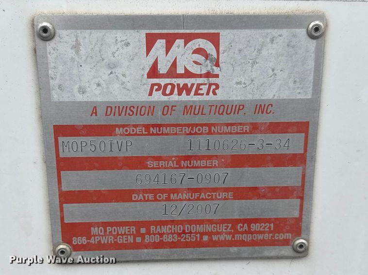 image for item YA2690 2007 MQ Power MQP50IVP generator