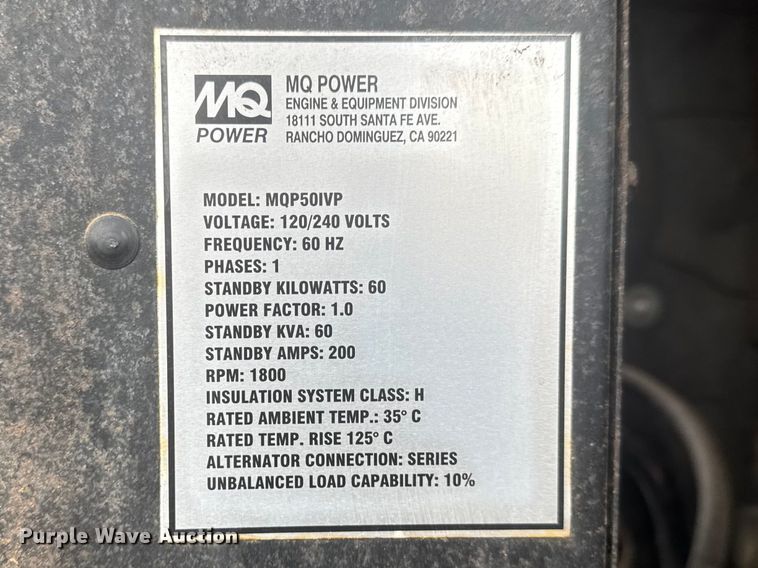 image for item YA2690 2007 MQ Power MQP50IVP generator