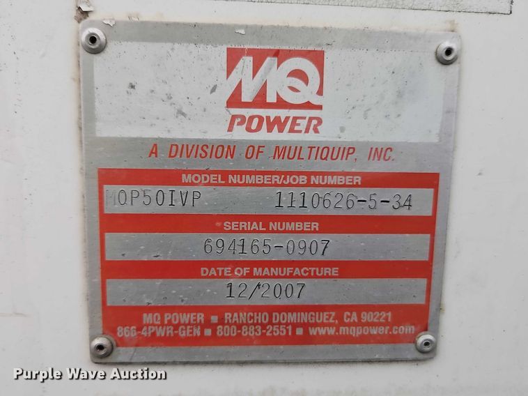 image for item YA2711 2007 MQ Power MQP50IVP generator