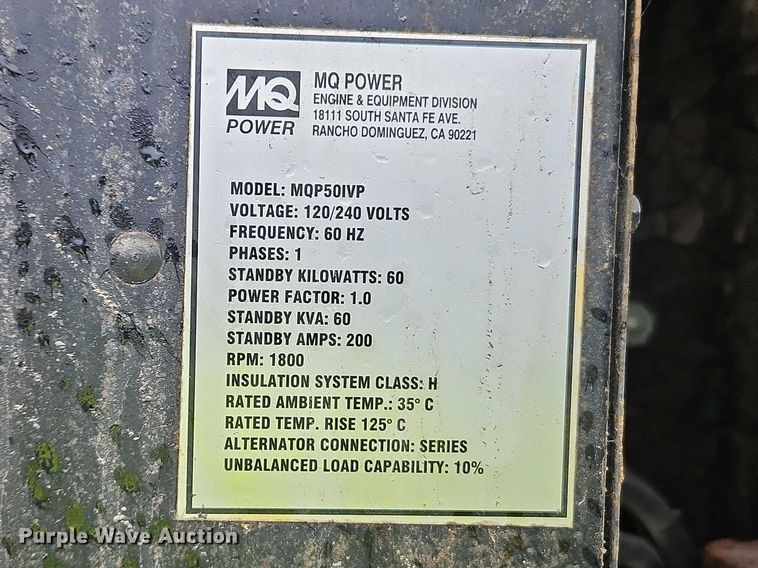 image for item YA2712 2007 MQ Power MQP50IVP generator