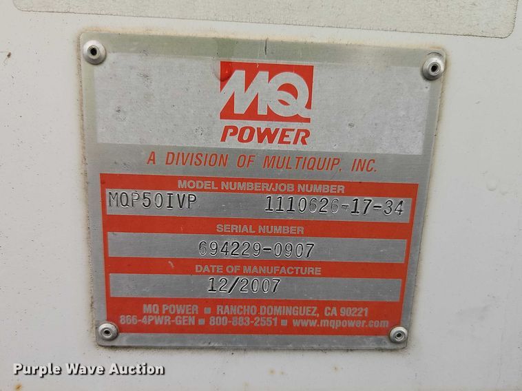 image for item YA2712 2007 MQ Power MQP50IVP generator
