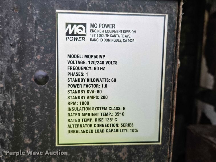 image for item YA2713 2007 MQ Power MQP50IVP generator