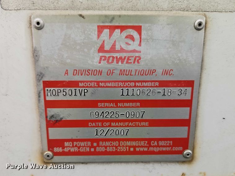 image for item YA2713 2007 MQ Power MQP50IVP generator