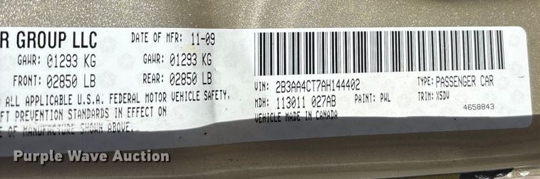 image for item DT0032 2010 Dodge Charger 