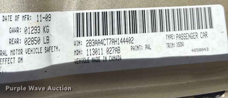 image for item DT0032 2010 Dodge Charger 