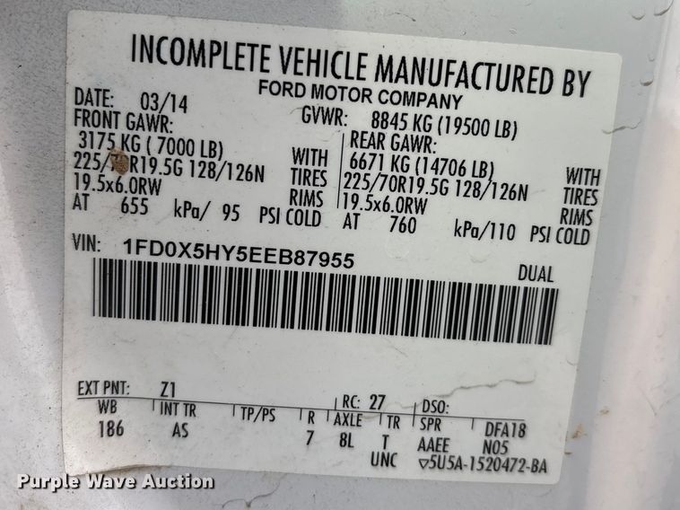 image for item DT0033 2014 Ford F550 Ext. Cab bucket truck