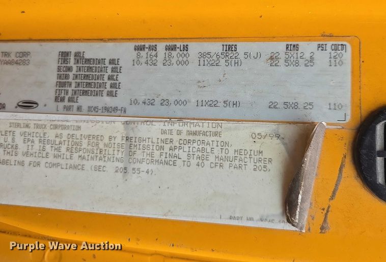 image for item DU2586 2000 Sterling L7501 dump truck