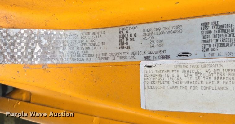 image for item DU2586 2000 Sterling L7501 dump truck