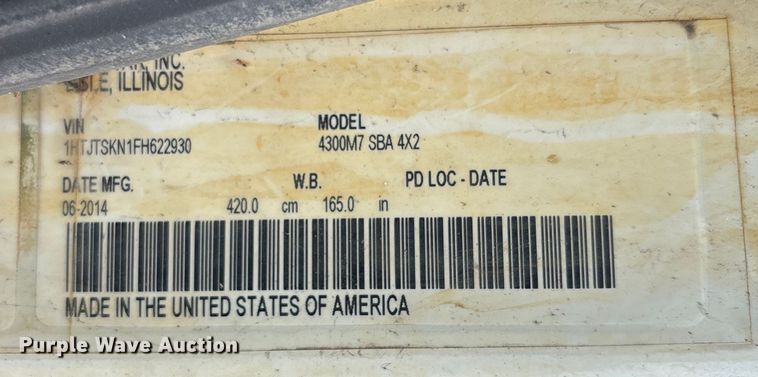 image for item DU2597 2015 International Navistar 4300M7 vacuum truck