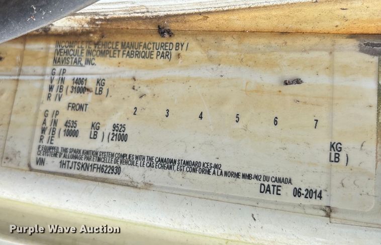 image for item DU2597 2015 International Navistar 4300M7 vacuum truck