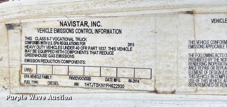 image for item DU2597 2015 International Navistar 4300M7 vacuum truck